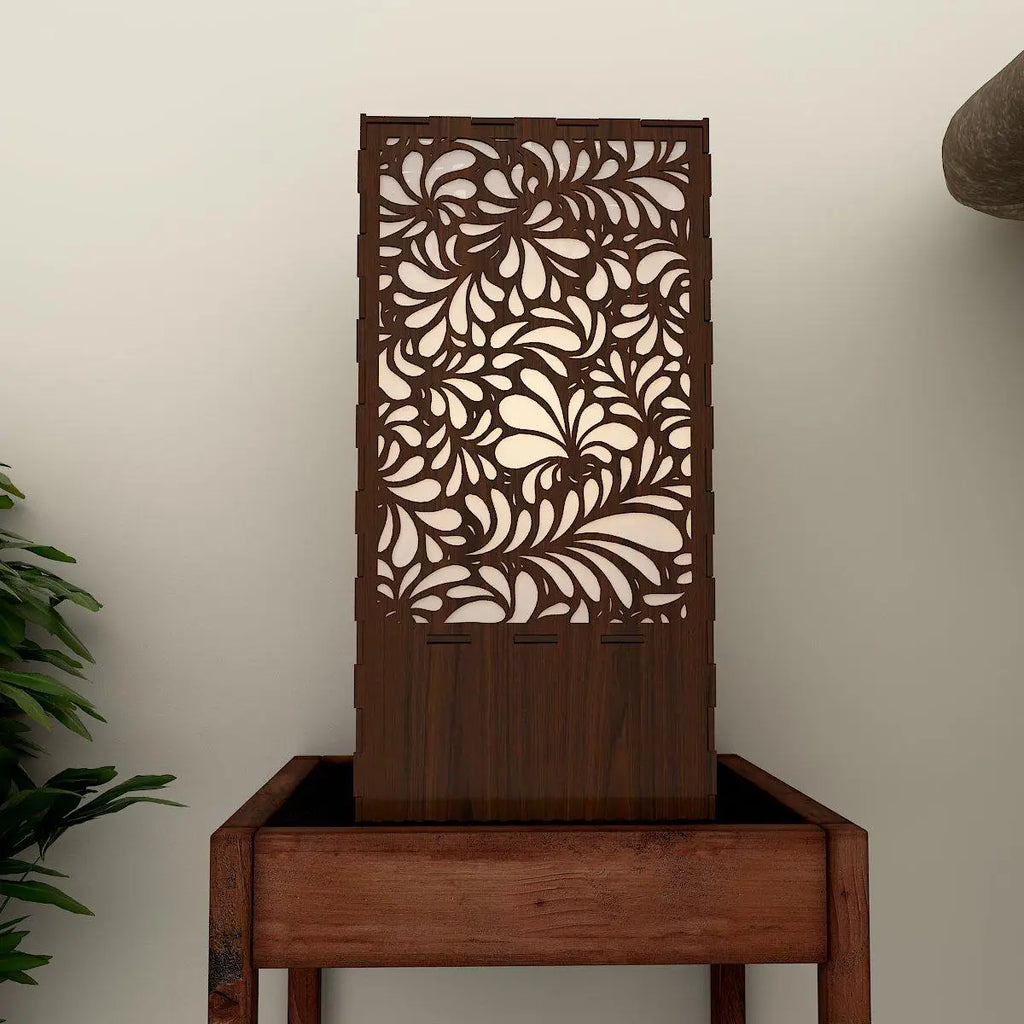 Assorted Flower Pattern Wooden Table Lamp