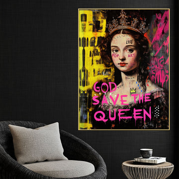 Good Save the Queen Cotton Canvas Wall Painting