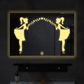 Rectangular Shaped Fairy Girl Design LED Bathroom Wall Mirror