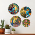Shri Ram and Shri Krishna Premium Wall Plates Painting Set of Four