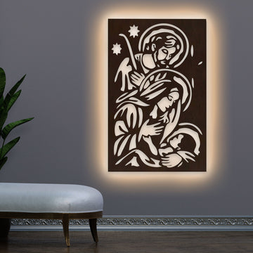 Wooden Wall Hanging with LED Light