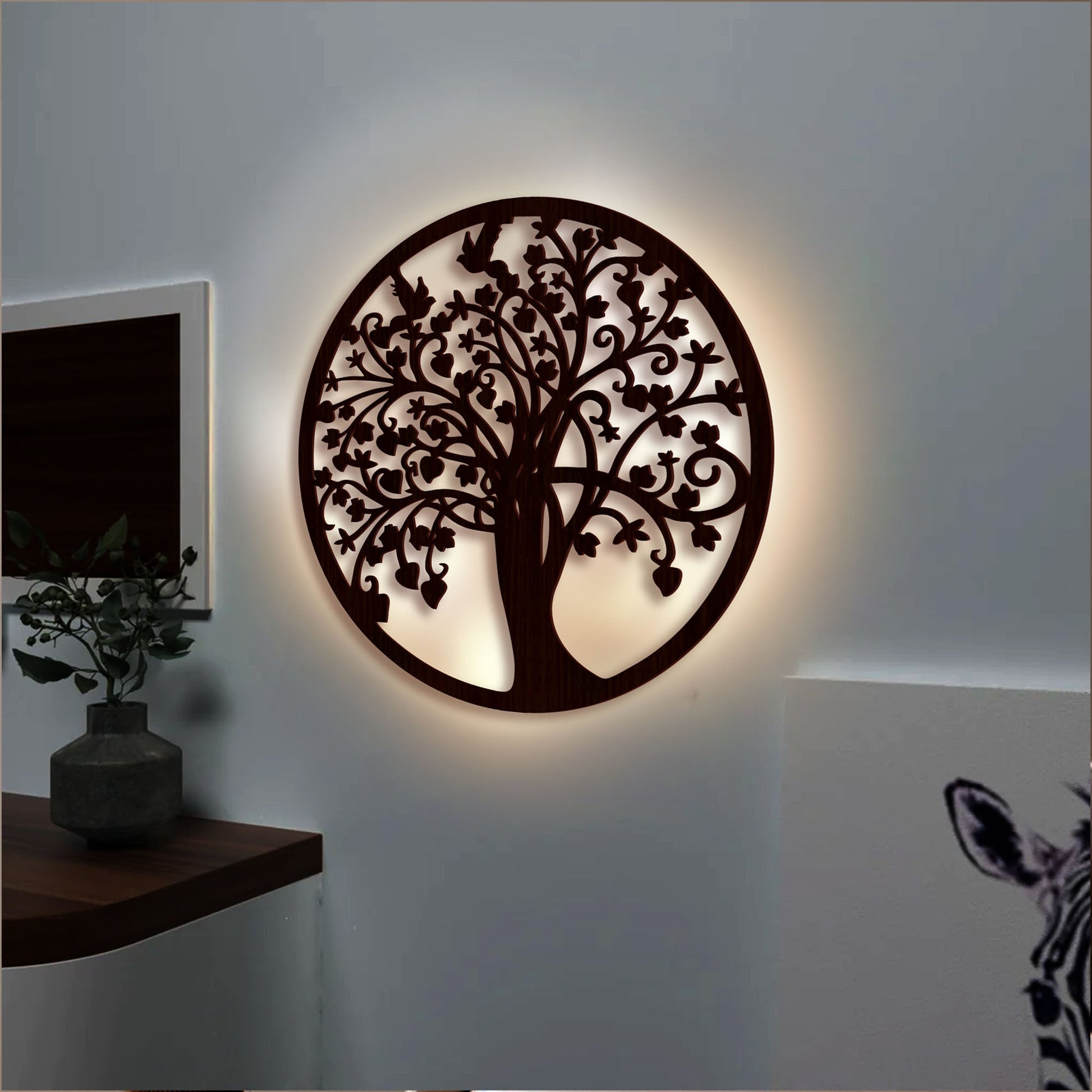 Beautiful Design Modern Backlit Art Wooden Wall Hanging