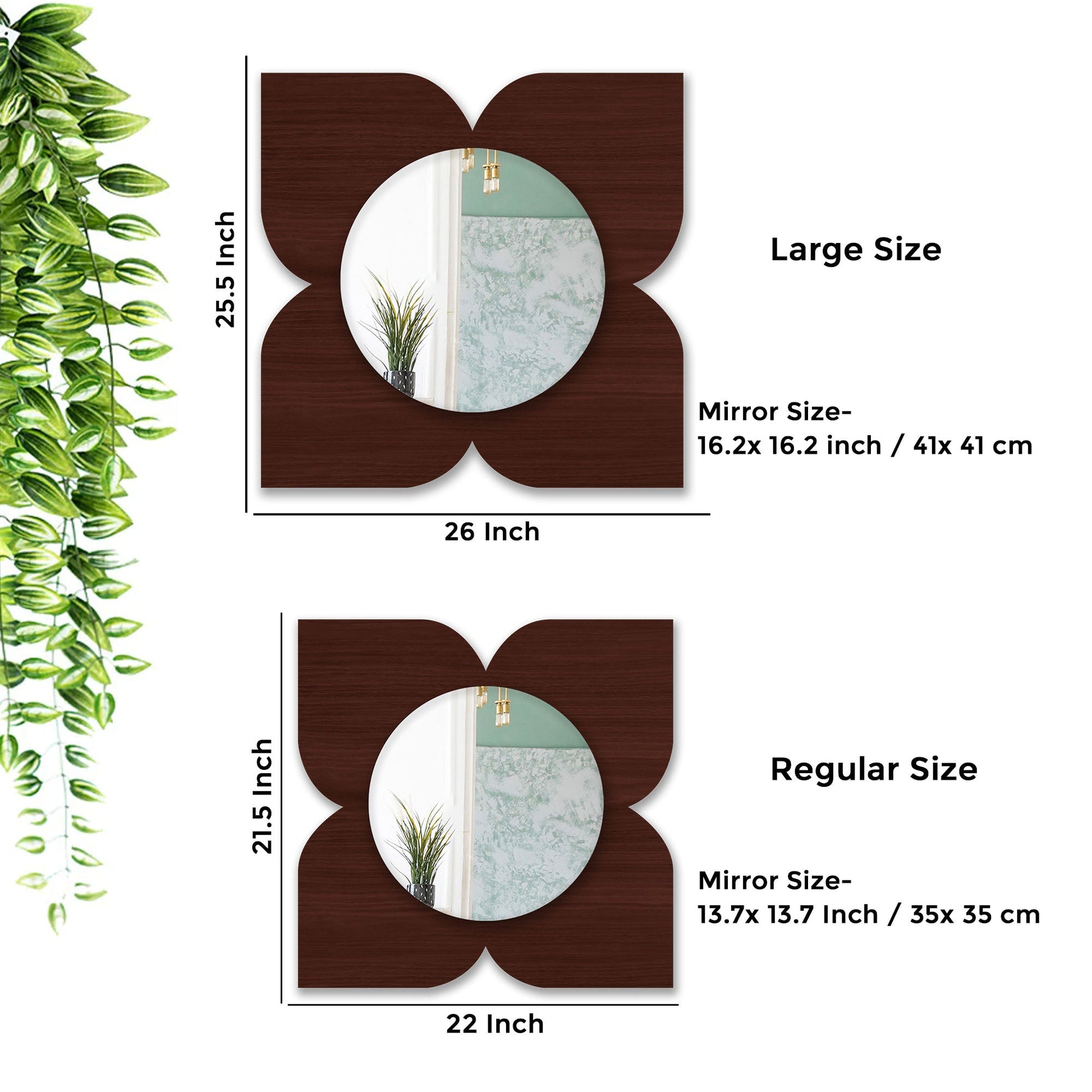 Floral Flower Design Art Wooden Wall Mirror