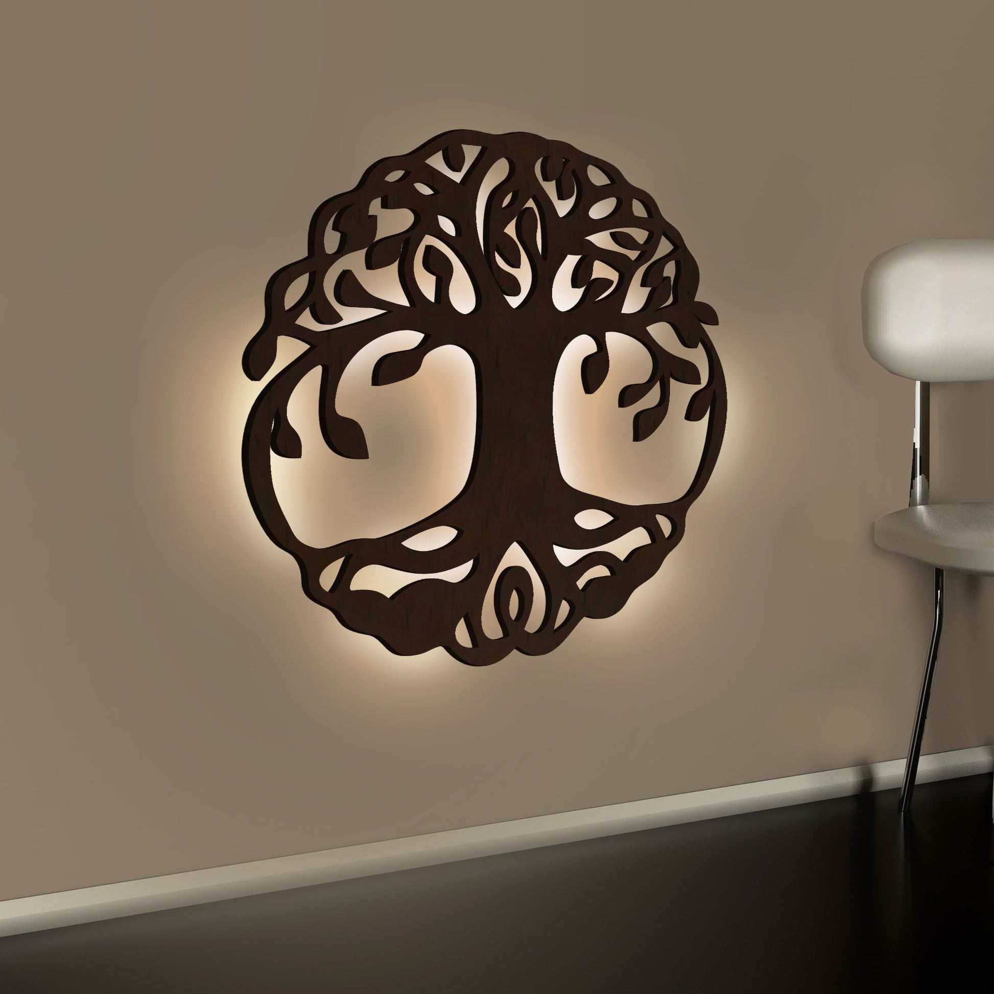 Beautiful Life of Tree Backlit Wooden Wall Decor