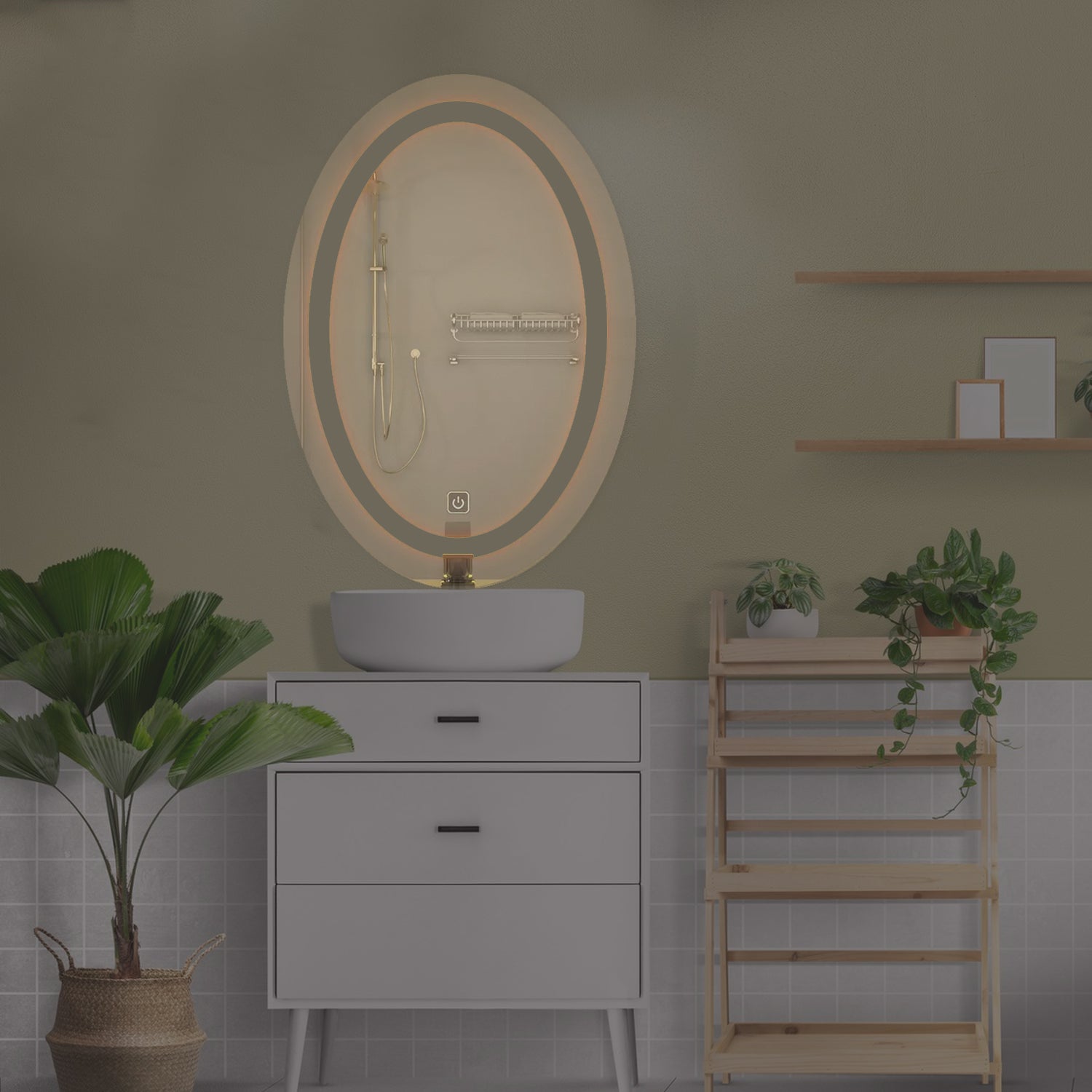 Designed Oval Shape Wall Mirror