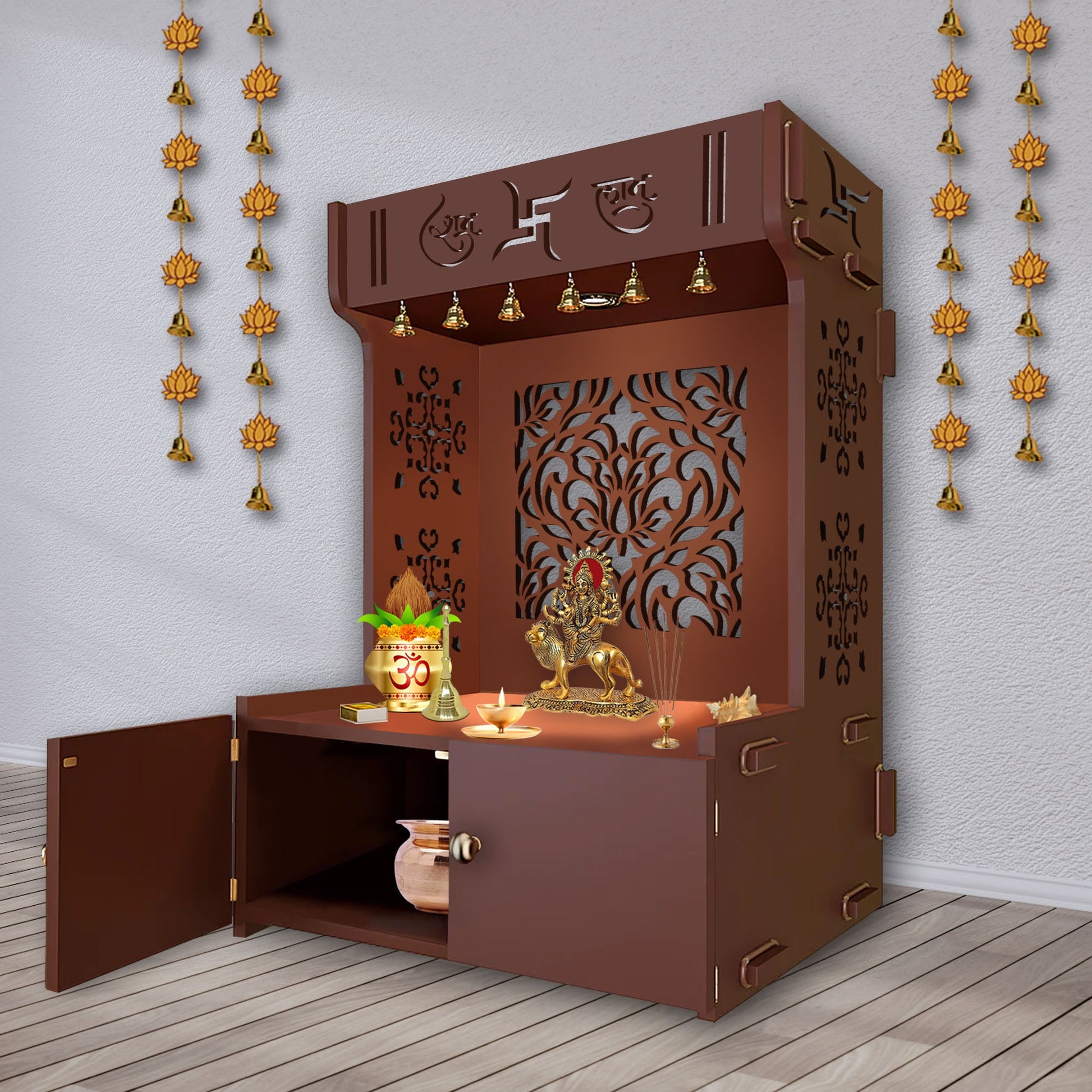 Beautiful Floor Temple with Spacious Wooden Shelf