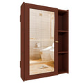 Wooden Bathroom Mirror Cabinet with 5 Spacious Shelves with Brown Finish