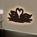 Loving Pair of Swan Backlit Wooden Wall Decor