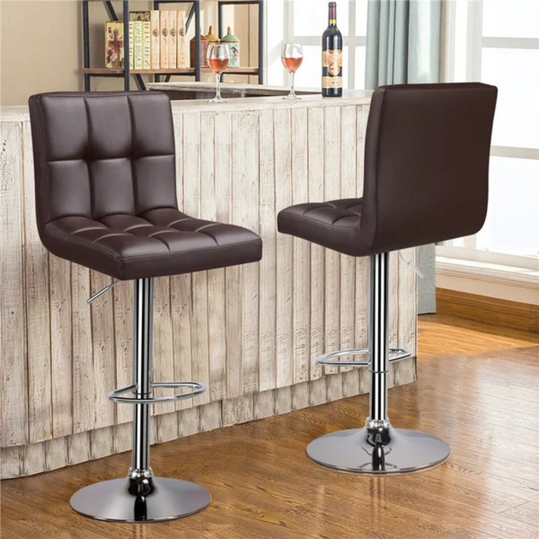 Luxurious Style Leatherette Brown Bar Stool