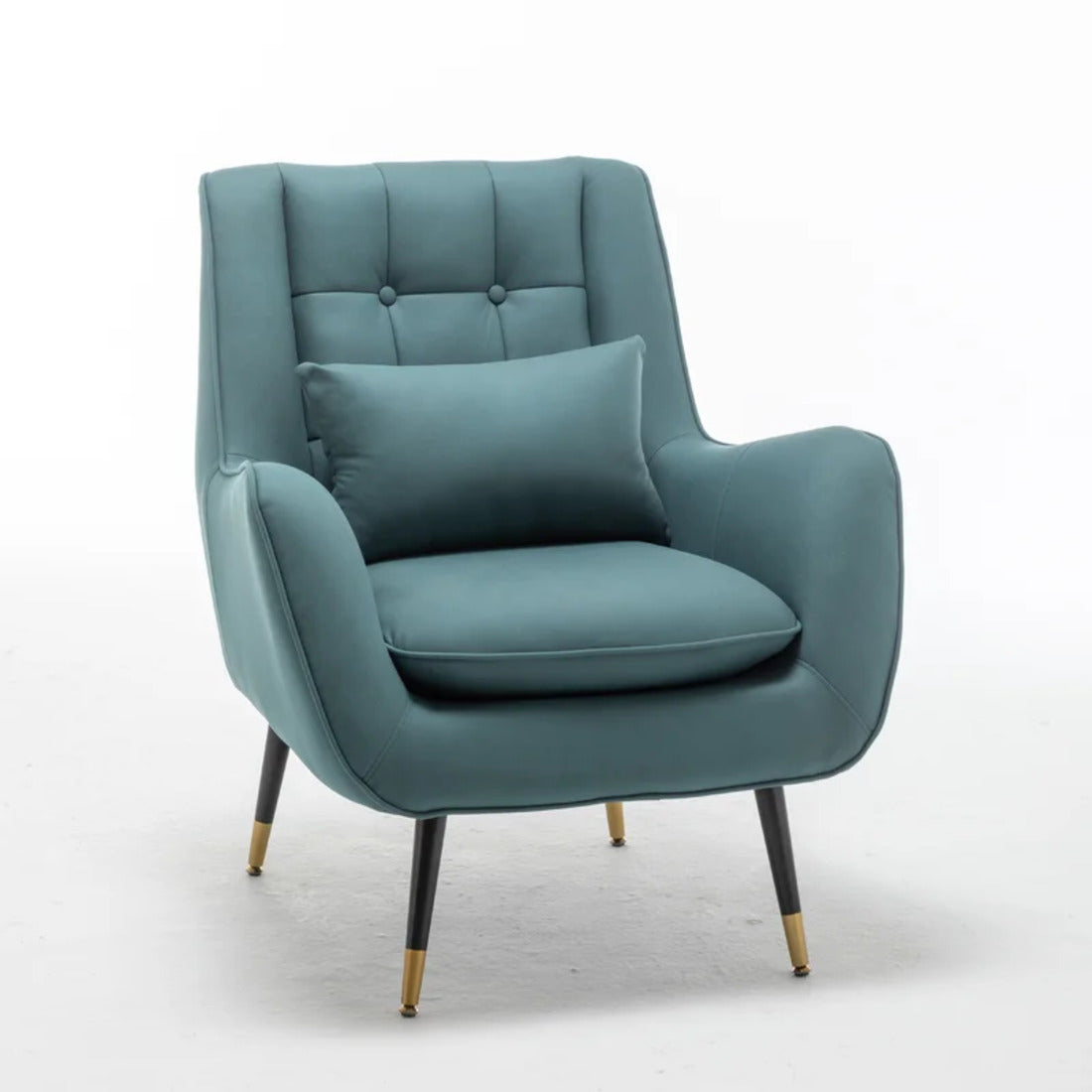 Green Velvet Sofa Lounge Chair with Cushion