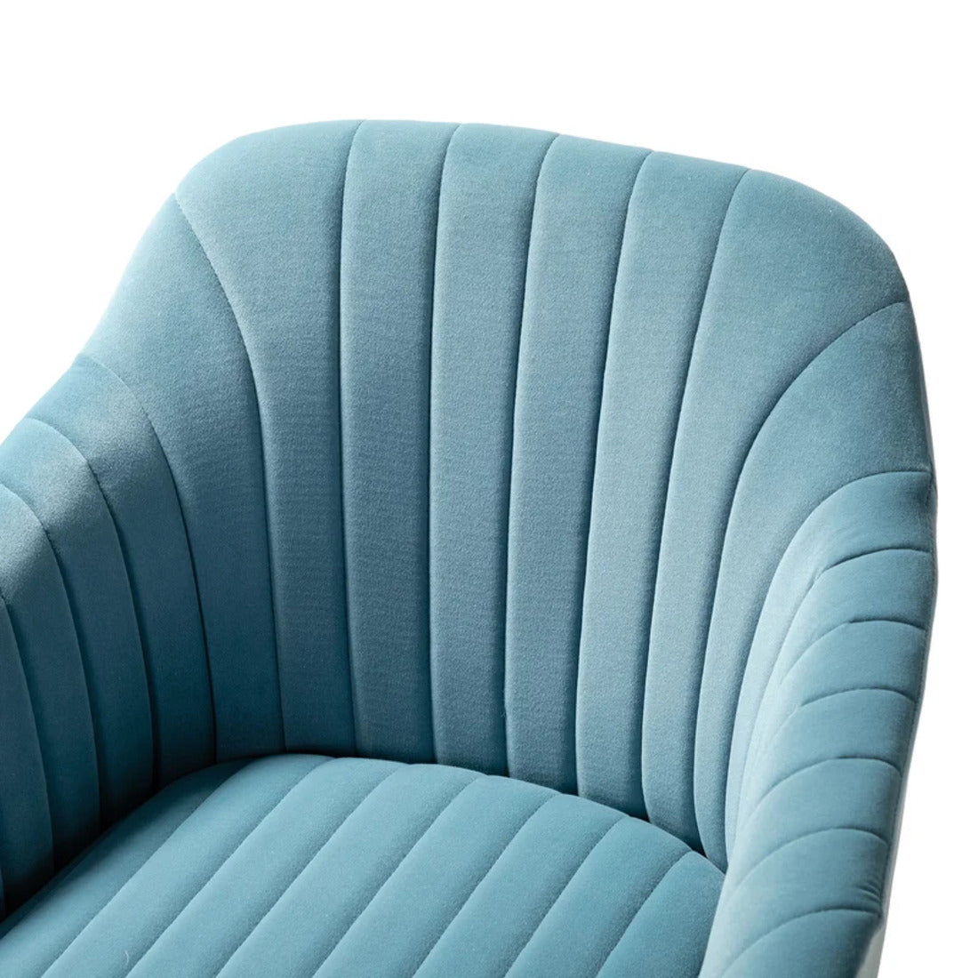 Blue Velvet Comfy Armchair with Golden Legs