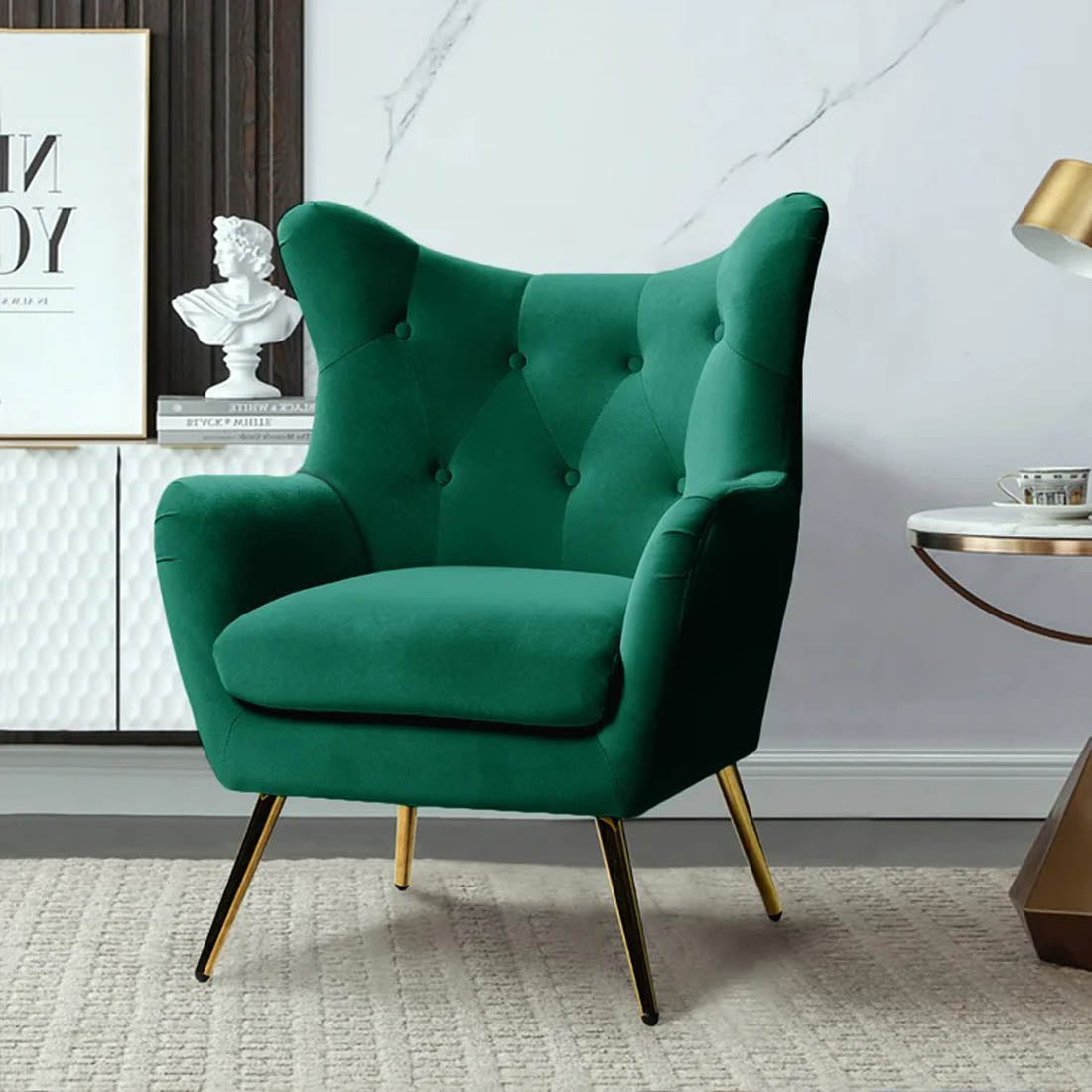 Royal Green Comfortable Tufted Velvet Sofa Lounge Chair Homcraft