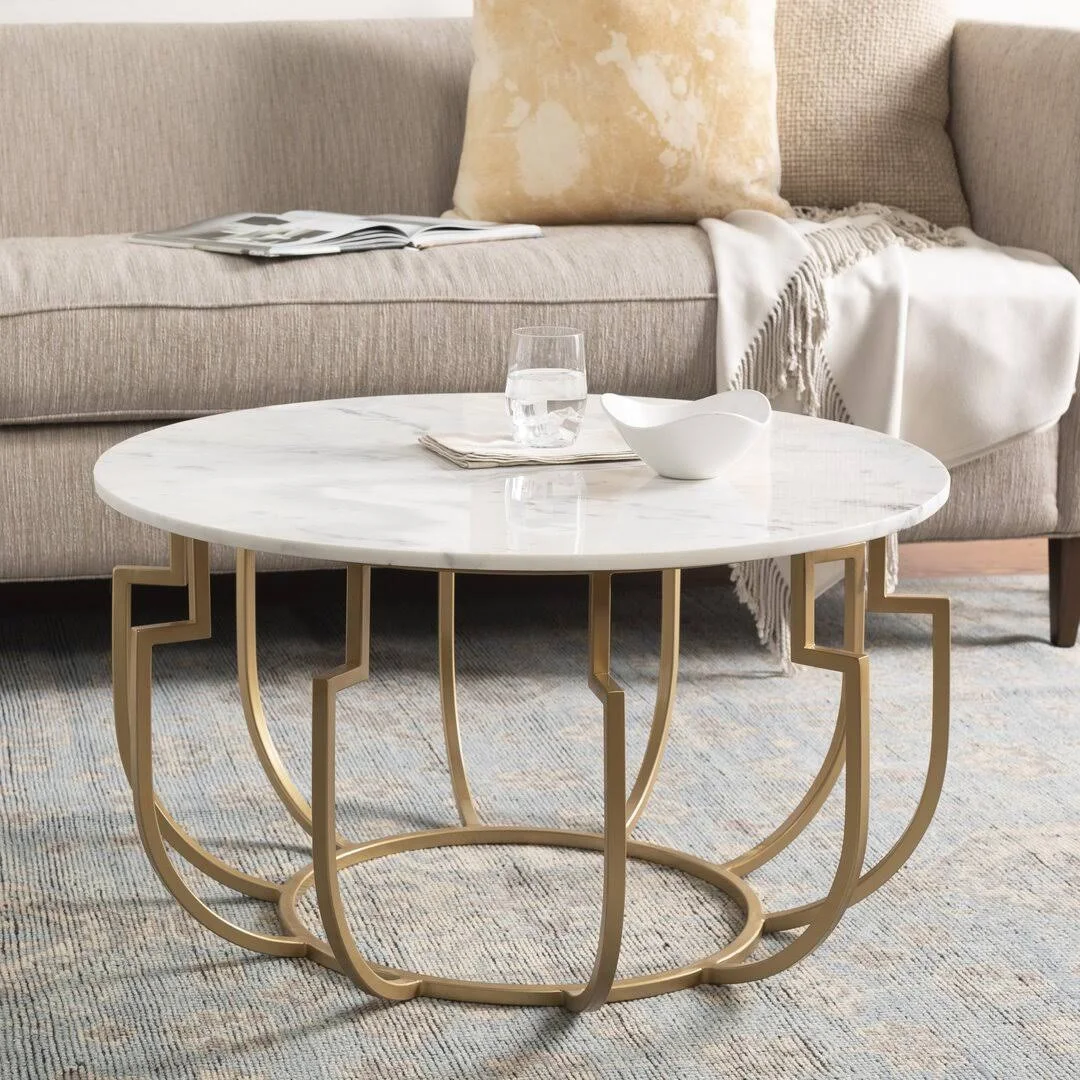 Unique Design White Marble Golden Metal Center Table – Homcraft