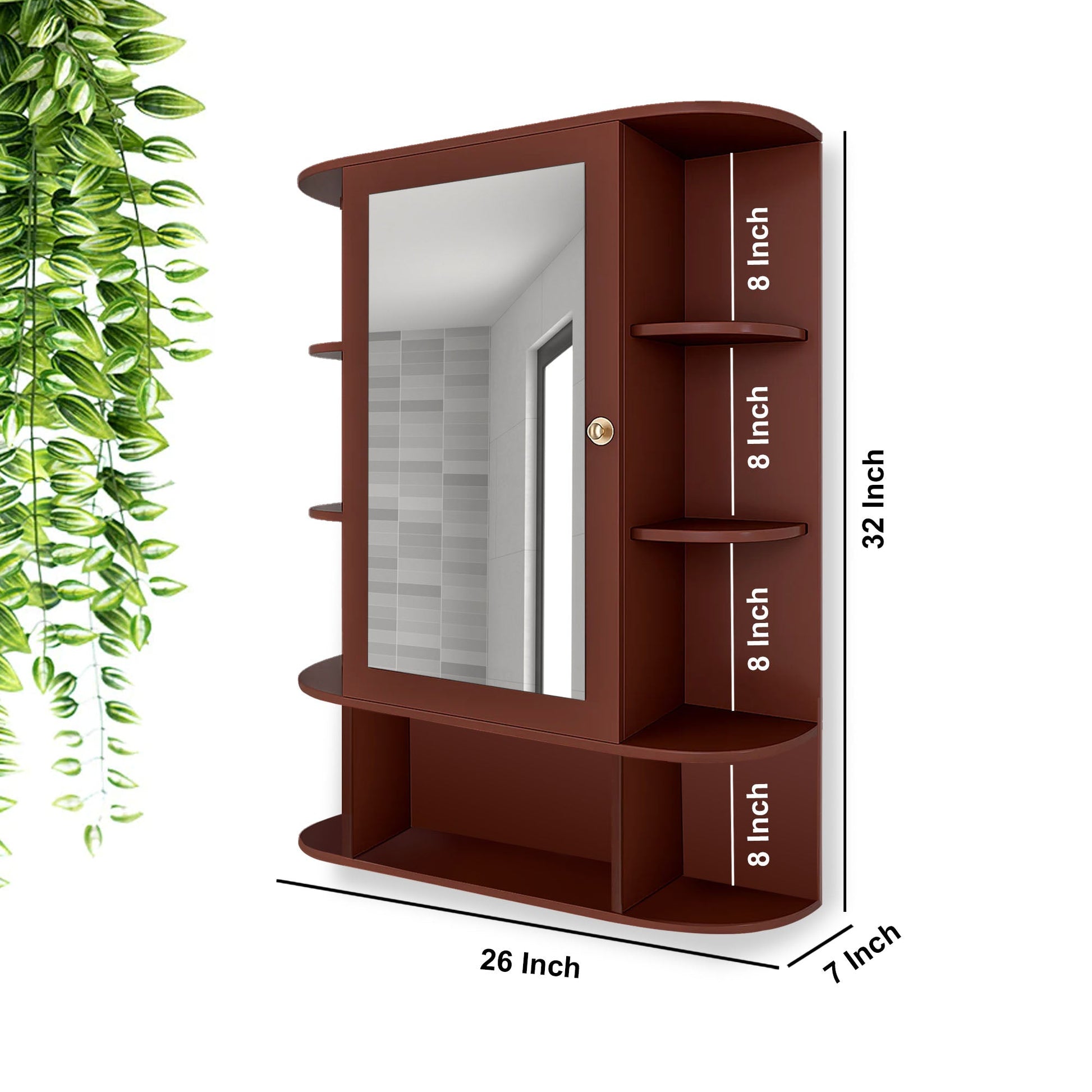 Wooden Bathroom Mirror Cabinet with 13 Shelves