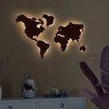 World Map Backlit Wooden Wall Decor