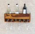 Natural Teak Wood Wall Mounted Mini Bar Shelf
