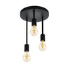 3 Bulbs Black Steel Rounded Shaped Ceiling Light