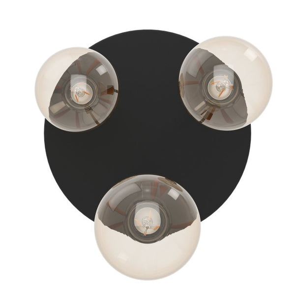3 Bulbs Black Steel Rounded Shaped Ceiling Light