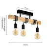 3 Light Black Steel Natural Wooden Bar Wooden Ceiling Light