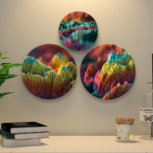 3D Illustration Abstract Art Wall Plates Painting Set of Three