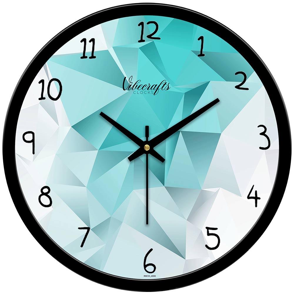 3D Abstract Design Shades Blue Color Wall Clock For Living Room