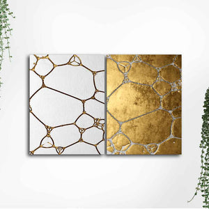 3D Golden Art Canvas Wall Painting of Two Pieces