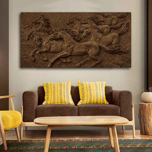 3D Seven Horses Running Premium Wall Painting