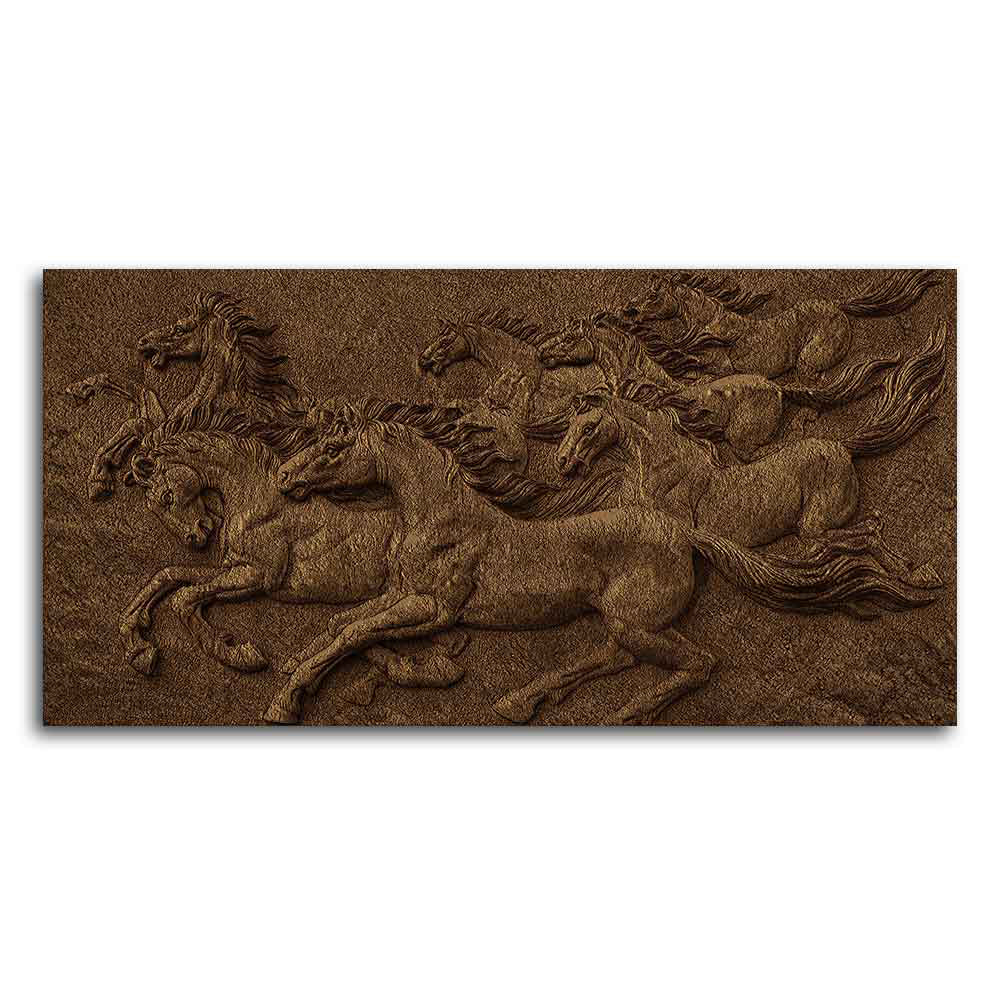 3D Seven Horses Running Premium Wall Painting