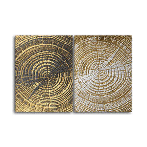 3D Wooden Texture Canvas Wall Painting of Two Pieces