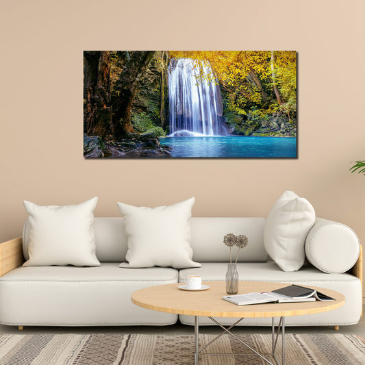 A Beautiful view of Erawan Waterfall Abstract Premium Canvas Wall Painting