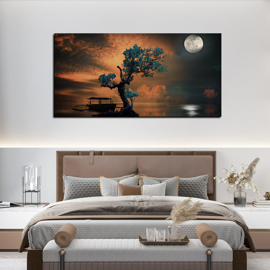 Amazing Tree Under the Moonlight Premium Painting