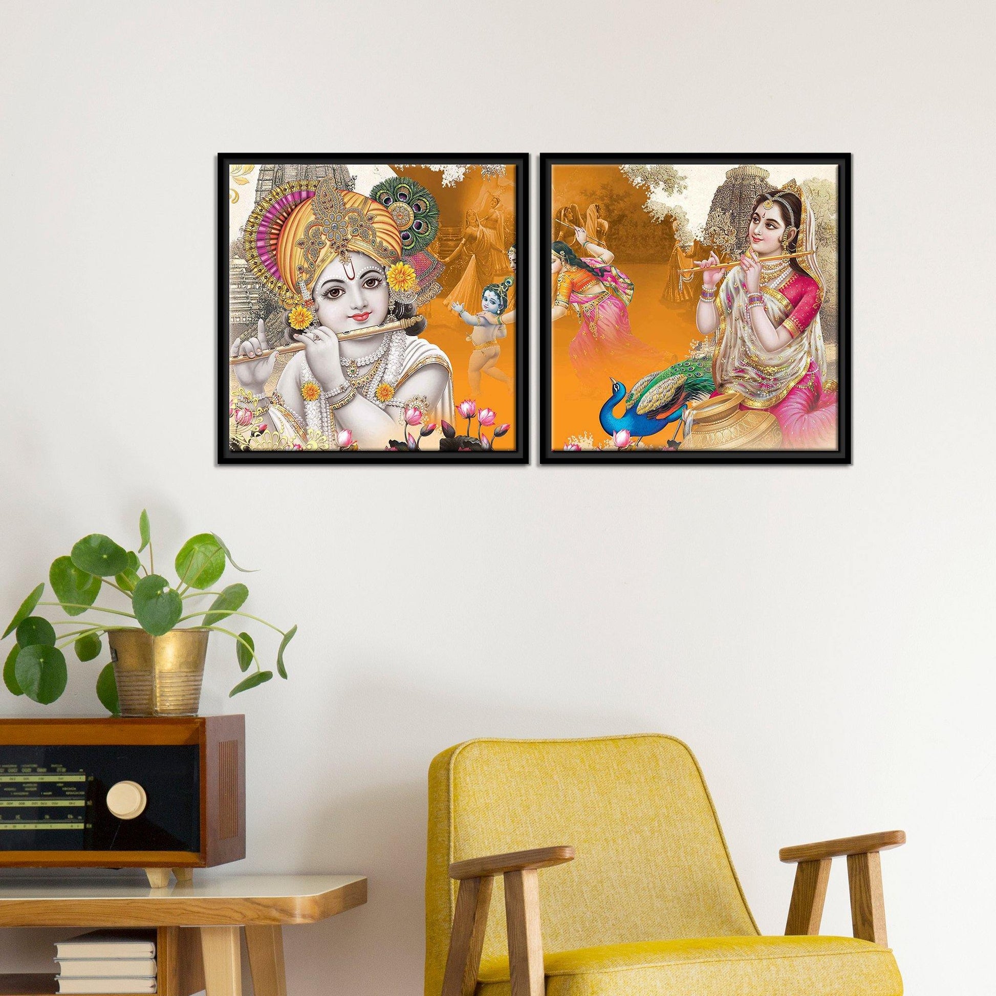 Bal Gopal Wall Painting of Two Pieces Floating Frame