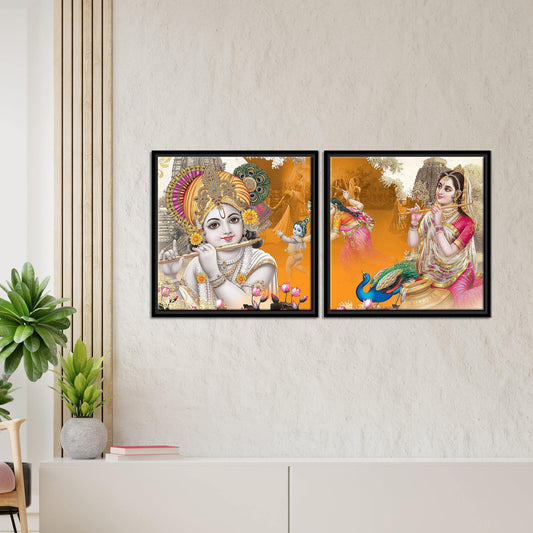 Bal Gopal Wall Painting of Two Pieces Floating Frame