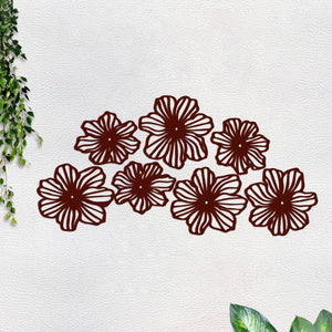 Beautiful Flowers Design Brown Wooden Wall Hanging