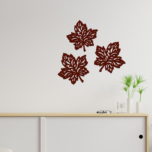 Beautiful Leaves in Brown Color Design Wooden Wall Hanging