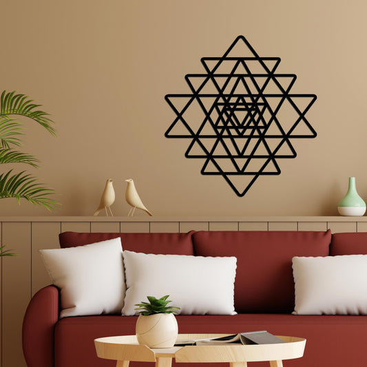 Beautiful Sri Yantra Black Color Design Wooden Wall Hanging