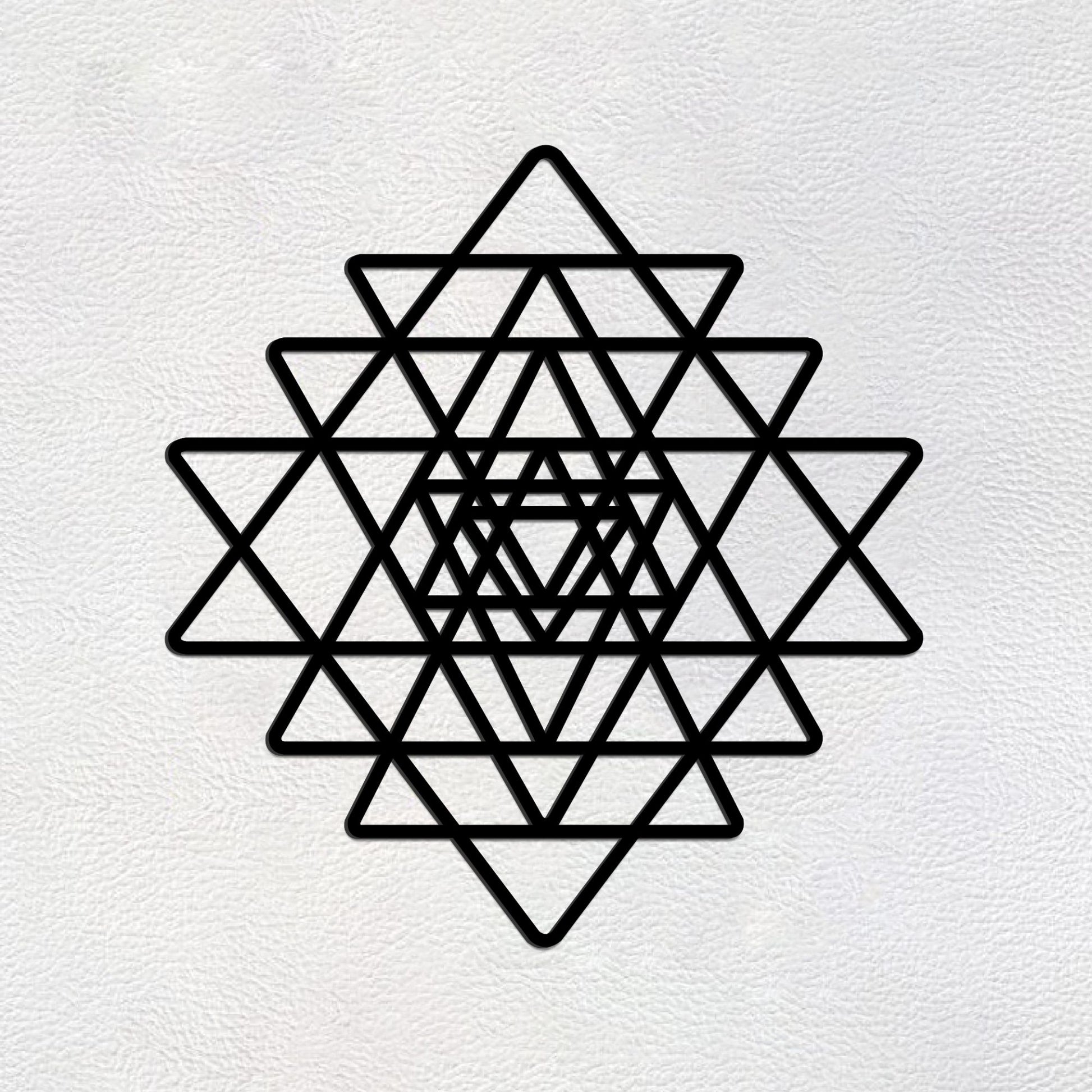 Beautiful Sri Yantra Black Color Design Wooden Wall Hanging