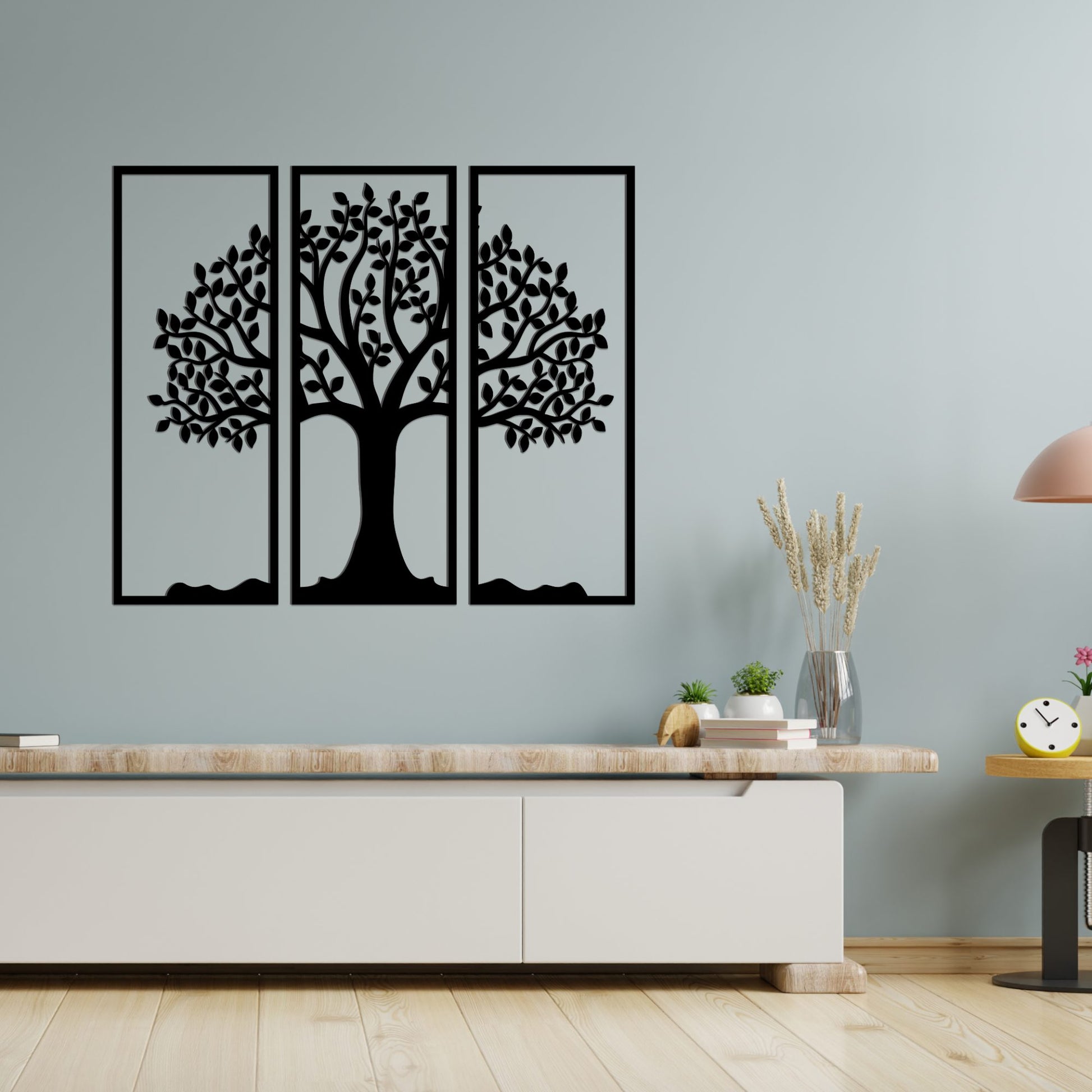 Beautiful Tree Design in 3 Pieces Premium Quality Wooden Wall Hanging