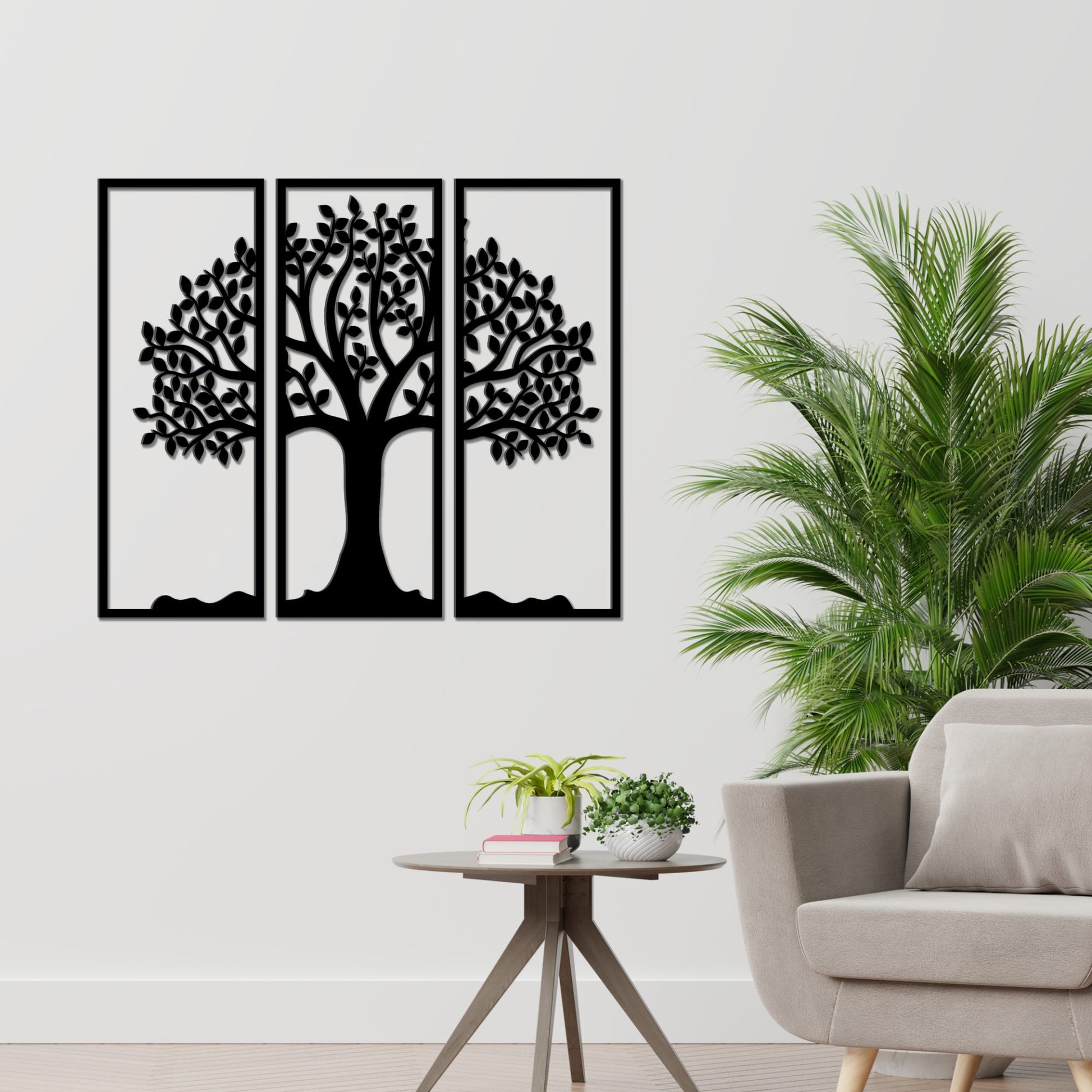 Beautiful Tree Design in 3 Pieces Premium Quality Wooden Wall Hanging