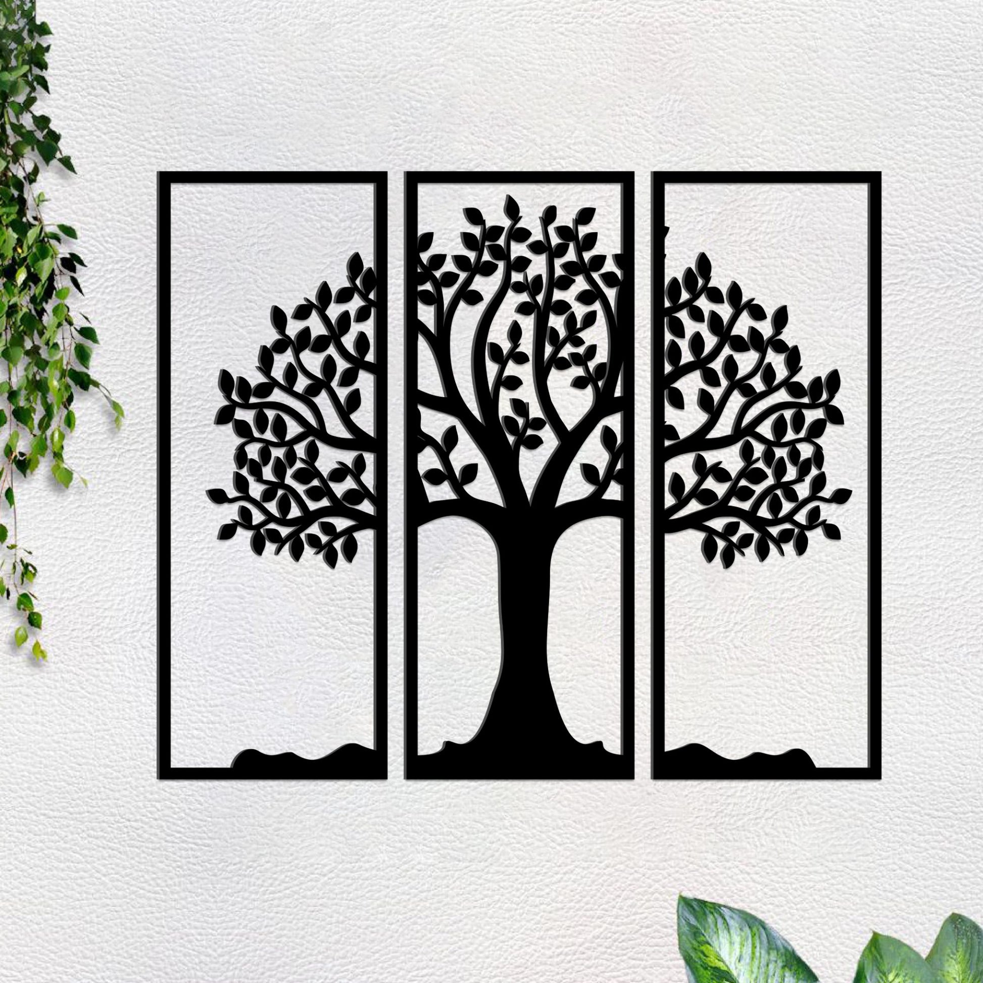 Beautiful Tree Design in 3 Pieces Premium Quality Wooden Wall Hanging