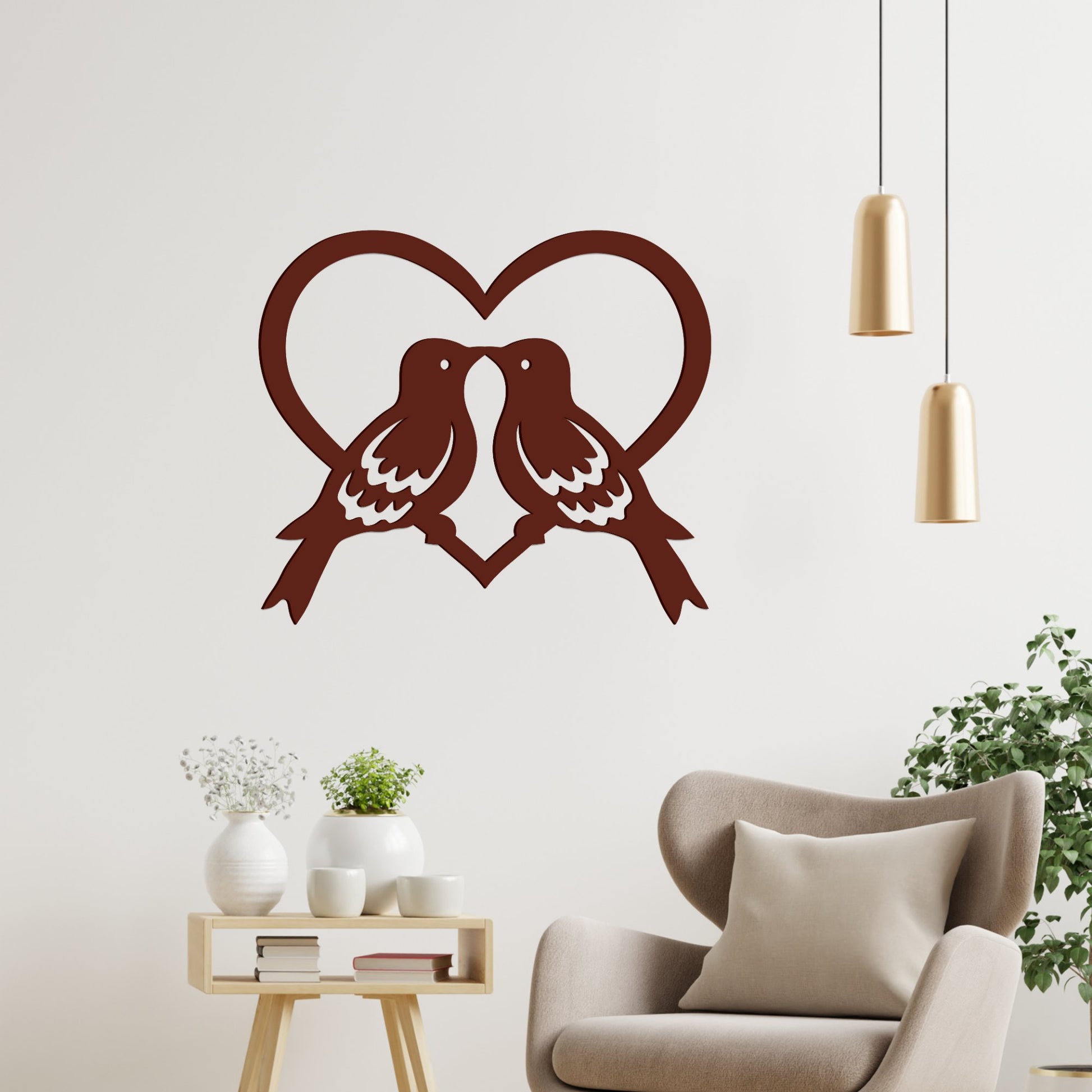 Beautiful Two Birds in Heart Design Premium Quality Wooden Wall Hanging