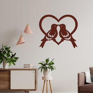 Beautiful Two Birds in Heart Design Premium Quality Wooden Wall Hanging