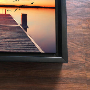 Beautiful Sunset view at Pond Floating Canvas Wall Painting Frame