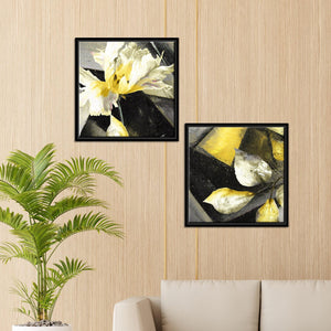 Beautiful White Flower Wall Painting of Two Pieces Floating Frame