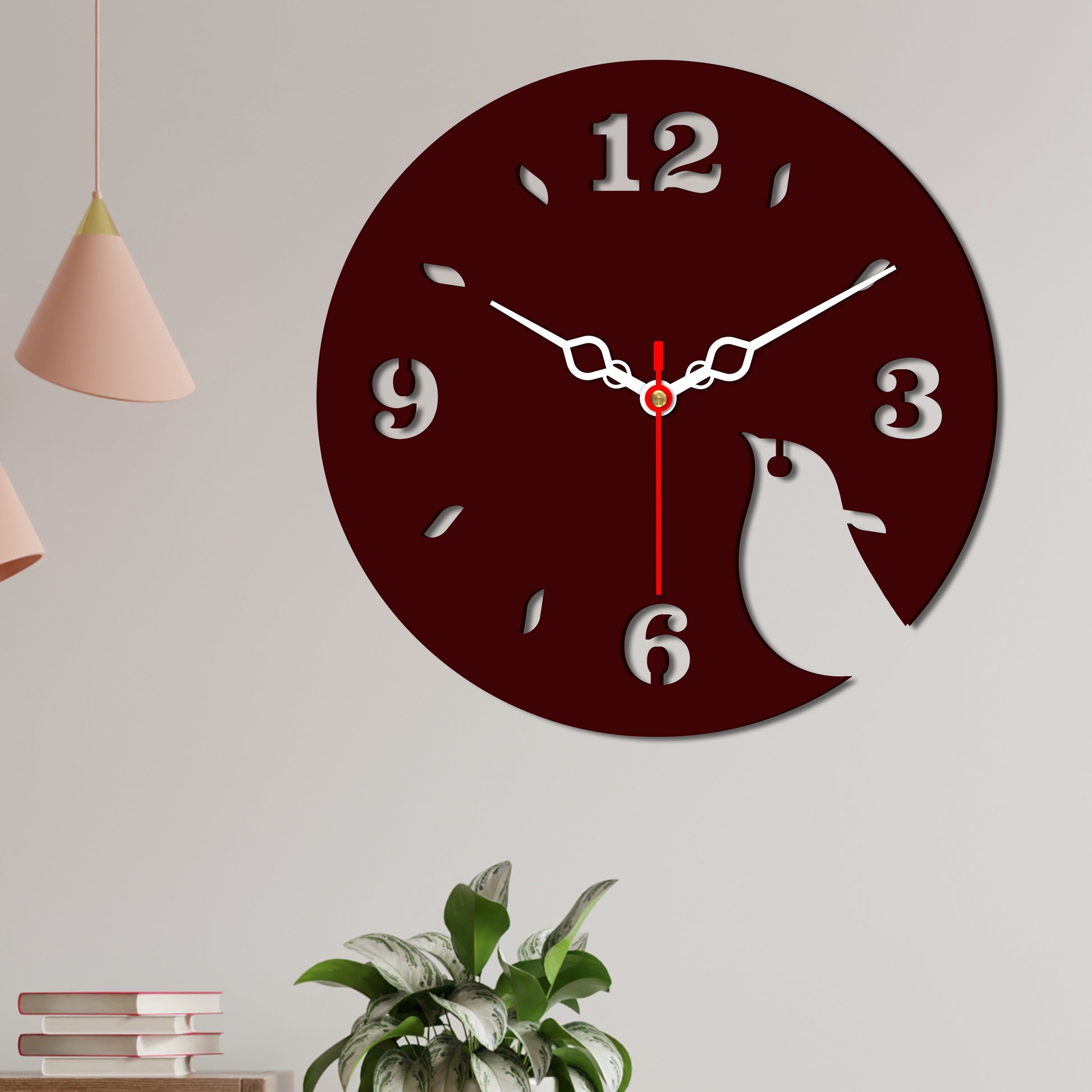 Bird Shape Wooden Wall Clock