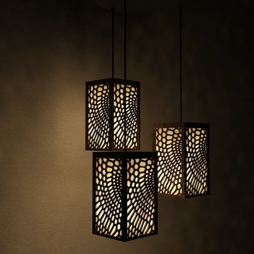 Circle Pattern Wooden Modern Lamp Hanging Ceiling Light For Home Decoration, Living Room