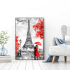 Couple at Eiifel Tower Floating Canvas Wall Painting