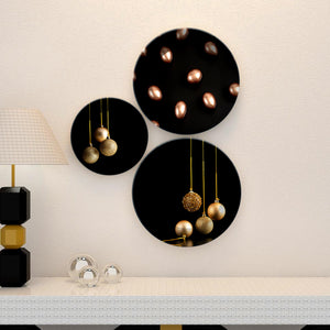 Decorative Christmas Balls Wall Plates Painting Set of Three