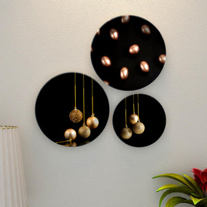 Decorative Christmas Balls Wall Plates Painting Set of Three