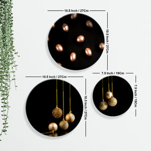 Decorative Christmas Balls Wall Plates Painting Set of Three